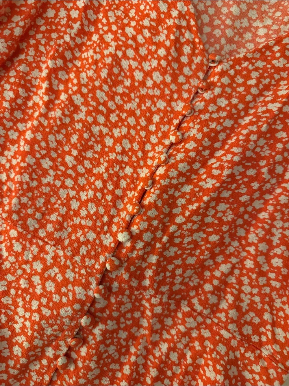 Banana Republic Coral and White Floral V-Neck Button Blouse
